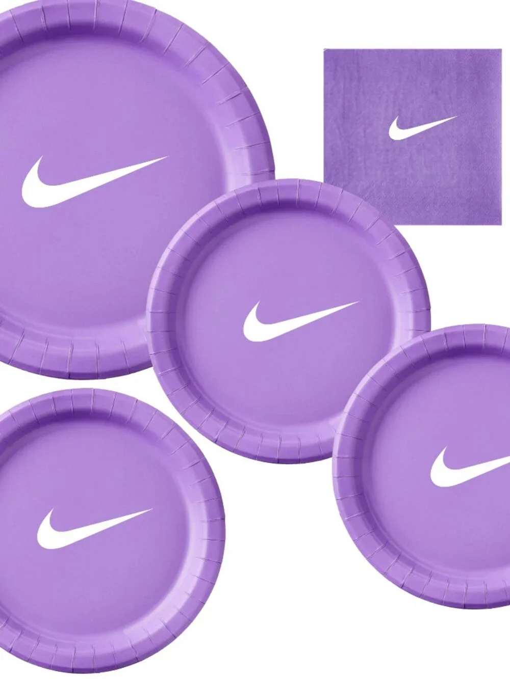 Custom Retro Basketball Party Tableware Set | Purple with White Design | 60 PCS